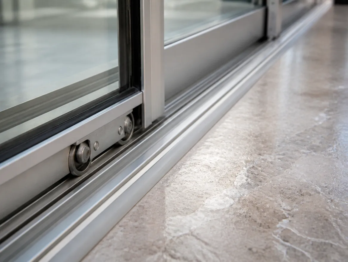Worn high-rise sliding door lock mechanism showing cycle fatigue